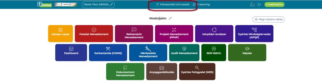 Felhasználó útmutatók elérése a kezdő képernyőről